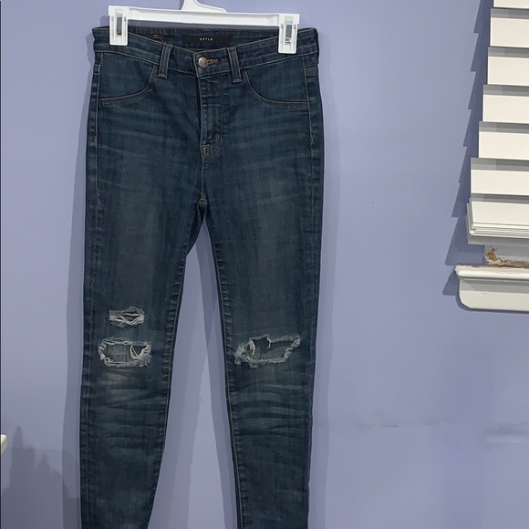 Slim High Rise Blue Ripped Jeans - Picture 2 of 4